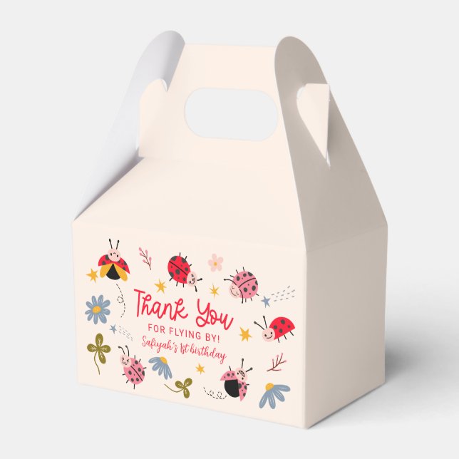 Caixinha De Lembrancinhas Festa de aniversário Inseto Ladybug Red (Frente)