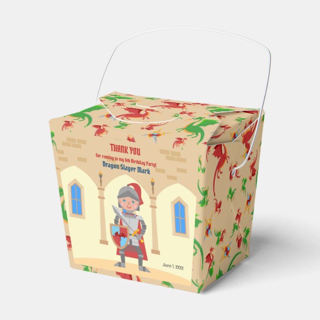 Caixinha De Lembrancinhas Festa de aniversário Knight Boy do Dragão (Frente)