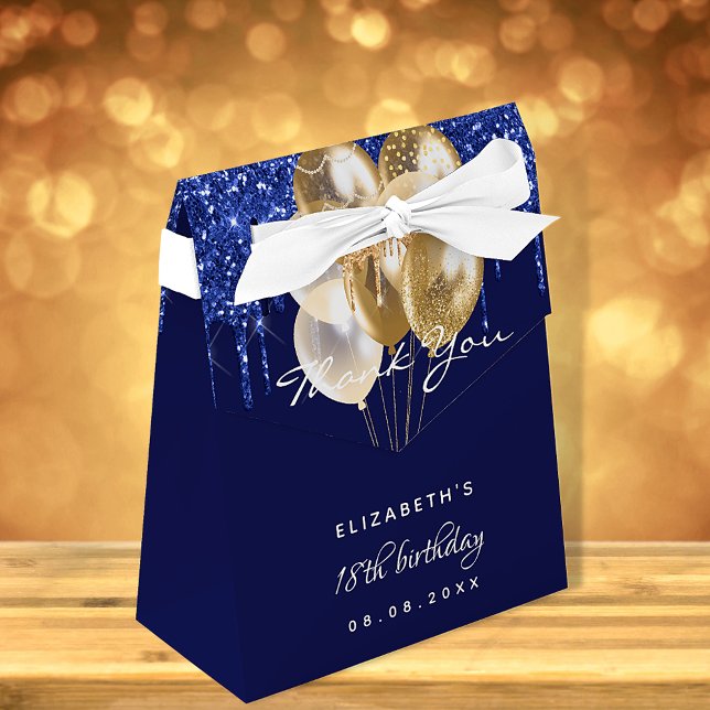 Caixinha De Lembrancinhas Festa de aniversário marinho balões azuis de ouro  (Criador carregado)