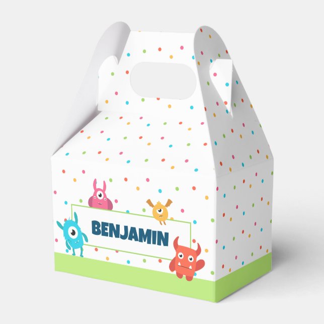 Caixinha De Lembrancinhas Festa de aniversário monstro (Frente)