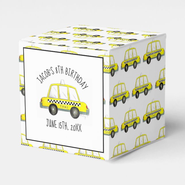 Caixinha De Lembrancinhas Festa de aniversário Nova Iorque NYC Yellow Taxi C (Frente)