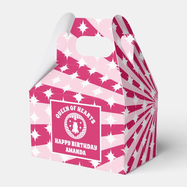 Caixinha De Lembrancinhas Festa de aniversário Retro Magenta Rainha Magenta  (Verso)