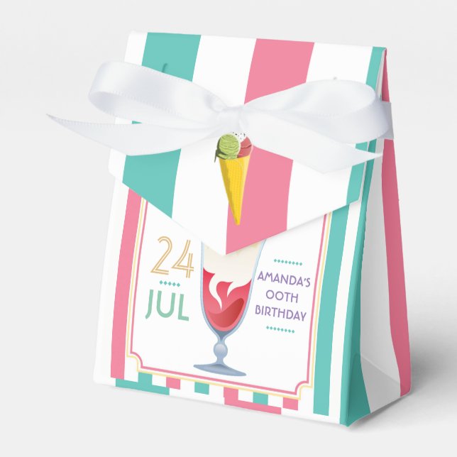 Caixinha De Lembrancinhas Festa de aniversário sorvete personalizada (Frente)