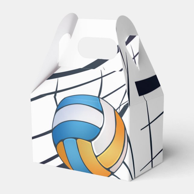 Caixinha De Lembrancinhas Festa de aniversário Tema de Voleibol (Frente)