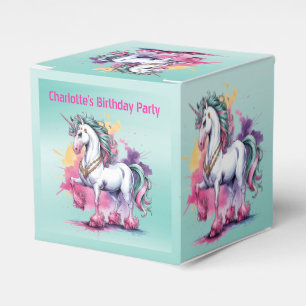 Caixinha De Lembrancinhas Festa de aniversário Unicorna de Aquarela Encantad