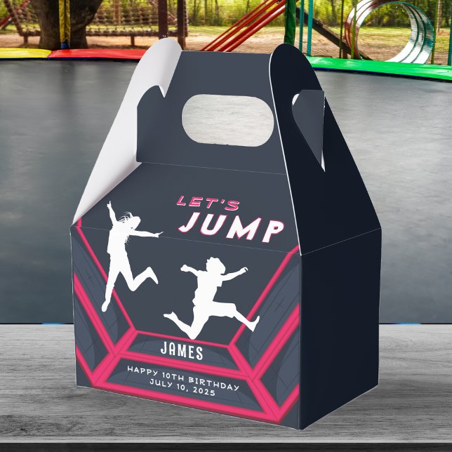 Caixinha De Lembrancinhas Festa de aniversário Vermelho de Salto do Vamos do (Trampoline Park Let's Jump Birthday Party Favor Boxes)