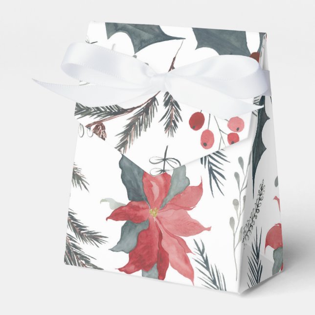 Caixinha De Lembrancinhas Festa de Feriado de Feriado de Wreath de Pine Botâ (Frente)