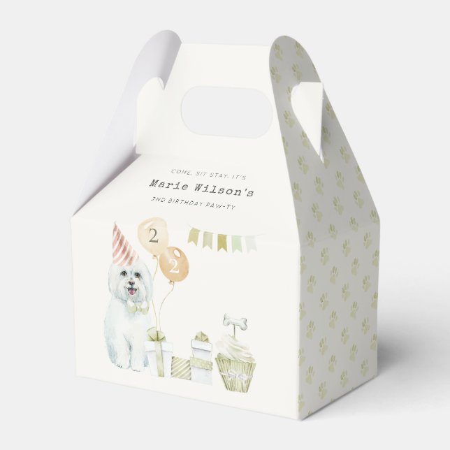 Caixinha De Lembrancinhas Festa de Ferrugem Verde Bonita Cachorro Cachorro q (Frente)