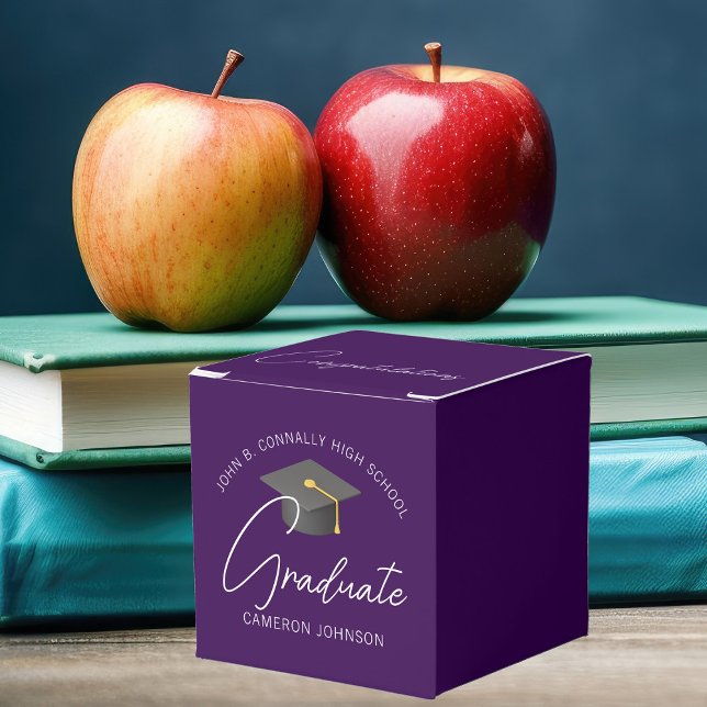 Caixinha De Lembrancinhas Festa de formatura Moderna Púrpura Escura Personal (Criador carregado)