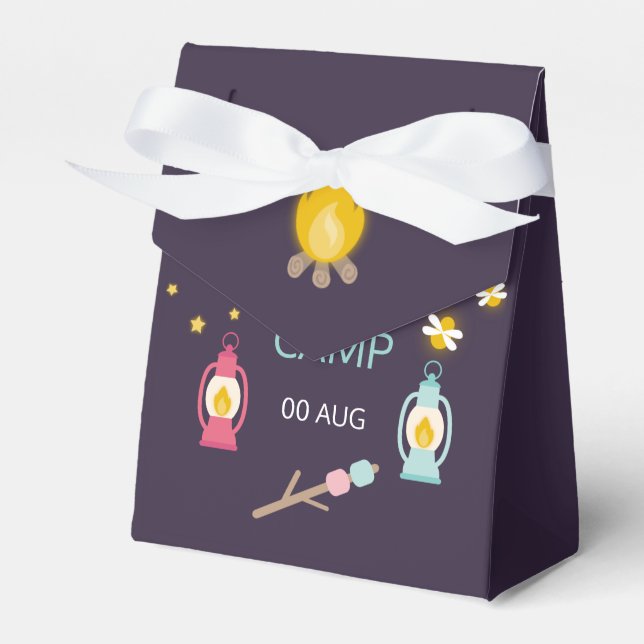 Caixinha De Lembrancinhas Festa de Glamping Rapariga personalizada (Frente)