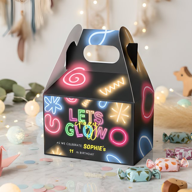 Caixinha De Lembrancinhas festa de laser de aniversário neon maluco com vamo (Criador carregado)