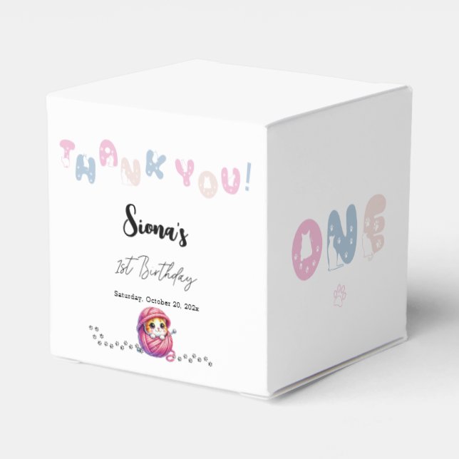 Caixinha De Lembrancinhas Festa de primeiro aniversario de Gatinha (Verso)