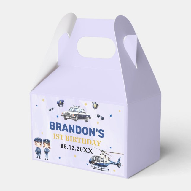 Caixinha De Lembrancinhas Festa de primeiro aniversario do Garoto Policial (Frente)