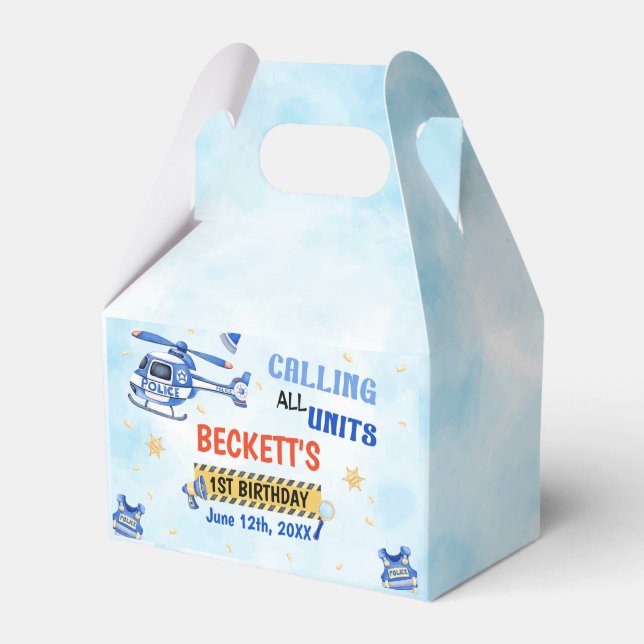 Caixinha De Lembrancinhas Festa de primeiro aniversario do Garoto Policial (Frente)