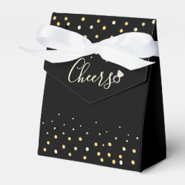 Caixinha De Lembrancinhas Festa de Solteira Black and Gold Cheers Personaliz