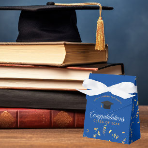 Caixinha De Lembrancinhas Festa de Streamers Dourados para Graduação do Bl