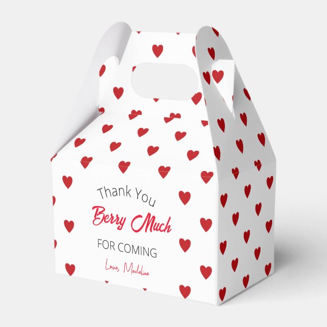 Caixinha De Lembrancinhas Festa de Verão de Morango Obrigado (Frente)