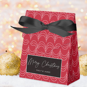 Caixinha De Lembrancinhas Festa Elegante de Natal Vermelho e Branco