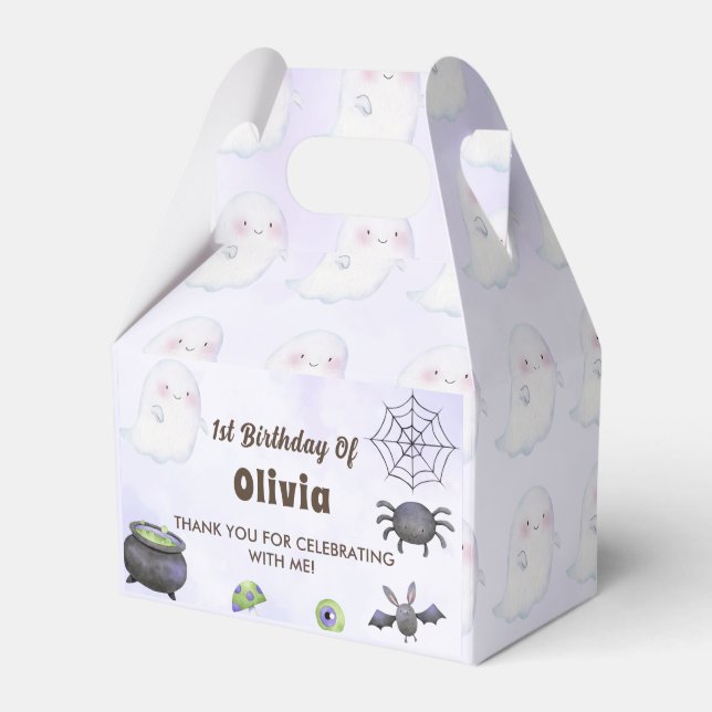 Caixinha De Lembrancinhas Festa Ghost Cute de Aniversário do Dia das Bruxas (Frente)