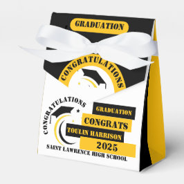 Caixinha De Lembrancinhas Festa Personalizada de Graduação em Branco Amarelo