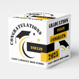 Caixinha De Lembrancinhas Festa Personalizada de Graduação em Branco Amarelo