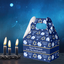 Caixinha De Lembrancinhas Festa Personalizada de Padrão do Hanukkah Blue Men