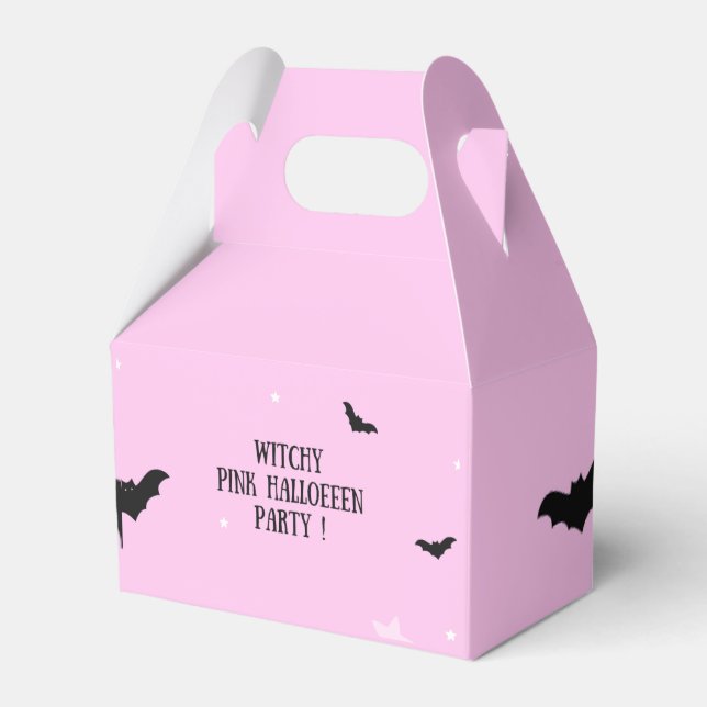 Caixinha De Lembrancinhas festa rosa do halloween, convite, (Frente)