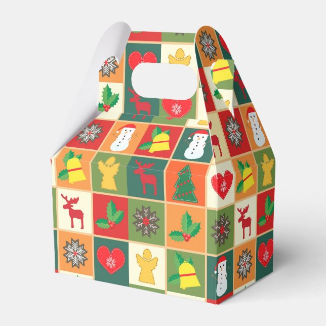 Caixinha De Lembrancinhas Festive Icons Gable Christmas Favor Box (Frente)