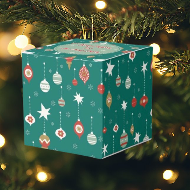 Caixinha De Lembrancinhas Festivo Baubles & Snowflakes Natal (Criador carregado)