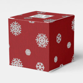 Caixinha De Lembrancinhas Festivo Winter Silver Red Snowflakes Corporate