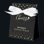Caixinha De Lembrancinhas Fim de Semana de Saúde Preto e Dourado<br><div class="desc">Estas caixas de design de brilho dourado são perfeitas para Festas de solteira de fim de semana. Anima suas garotas com essas caixas de festas personalizadas. Localizar itens correspondentes no meu compro.</div>