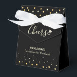 Caixinha De Lembrancinhas Fim de Semana de Solteira Preta e Dourada<br><div class="desc">Essas caixas de lembrancinhas com brilho dourado são perfeitas para festas de solteira de fim de semana. Um brinde às suas amigas com essas caixas personalizadas de festa. Encontre itens correspondentes na minha loja.</div>