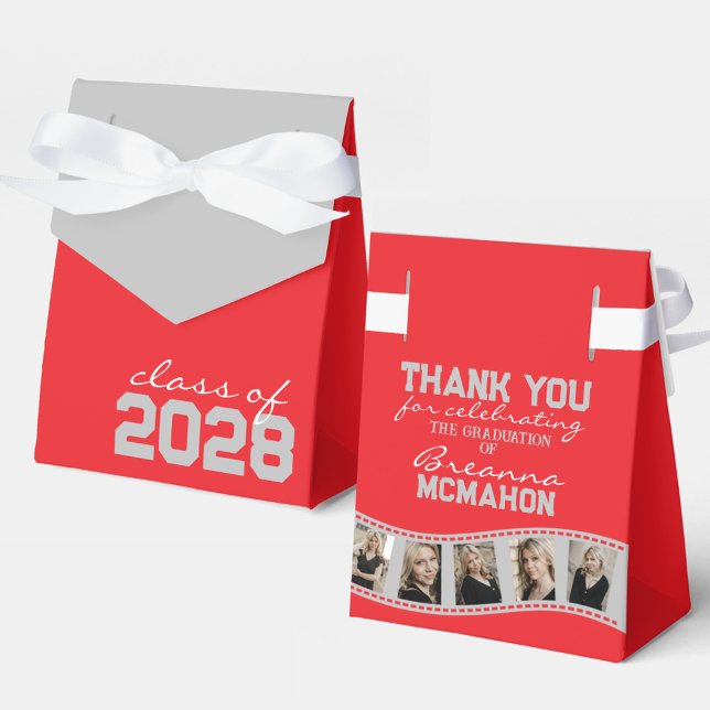 Caixinha De Lembrancinhas Fita de Colagem de Fotografias de Cinzas Vermelhas (Criador carregado)