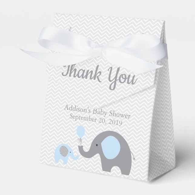 Caixinha De Lembrancinhas Fita de Favoritos de Chá de fraldas de Elefante Az (Frente)