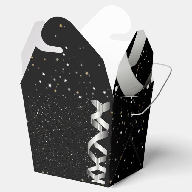 Caixinha De Lembrancinhas Fita de Prata (Aberto)