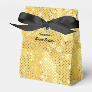 Caixinha De Lembrancinhas Fita de Seda com Brilho Dourado Personalizada