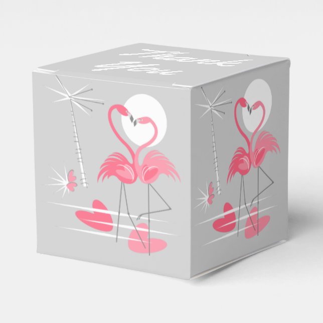 Caixinha De Lembrancinhas Flamingo Love Favor box Obrigado clássico (Frente)