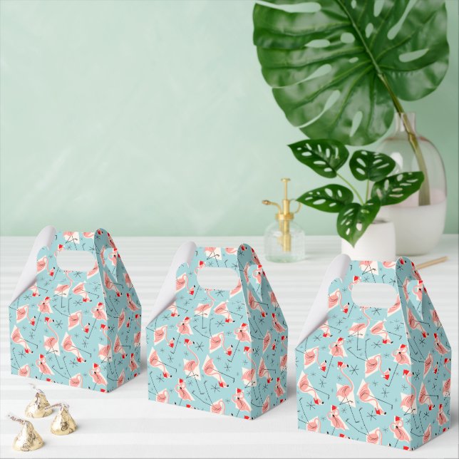 Caixinha De Lembrancinhas Flamingo Santas Blue Multi gable (Múltiplo)