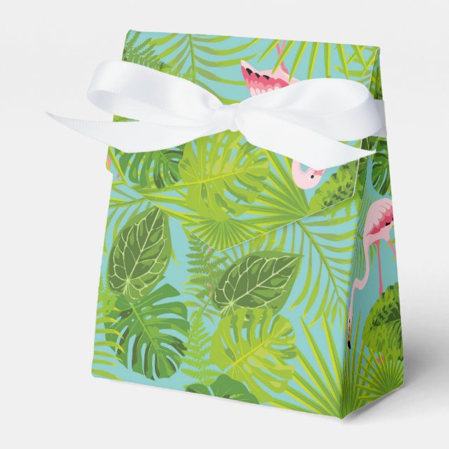 Caixinha De Lembrancinhas Flamingo tropical Palm Gift Box (Frente)