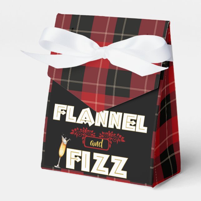 Caixinha De Lembrancinhas Flannel & Fizz | Xadrez de Buffalo Vermelho e Negr (Frente)