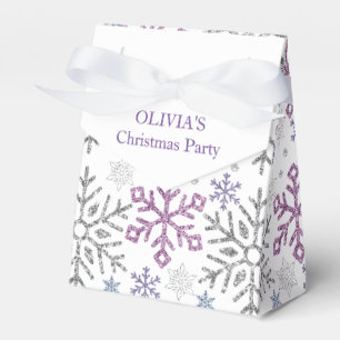 Caixinha De Lembrancinhas Floco de neve Prata de Natal Roxo