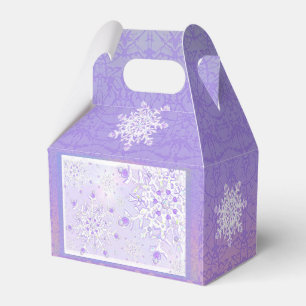 Caixinha De Lembrancinhas floco de neve roxo leve e coração brilhando