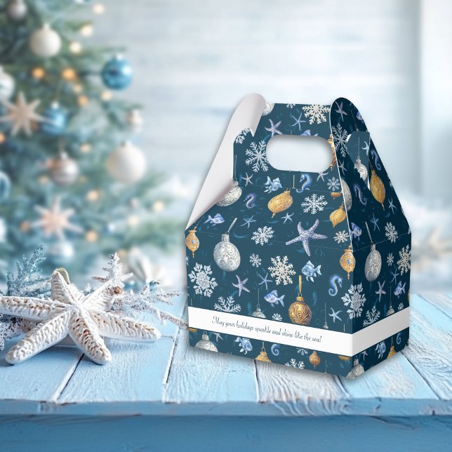 Caixinha De Lembrancinhas Flocos de neve e elementos costeiros náuticos (Nautical Snowflakes & Coastal Elements Favor Boxes)