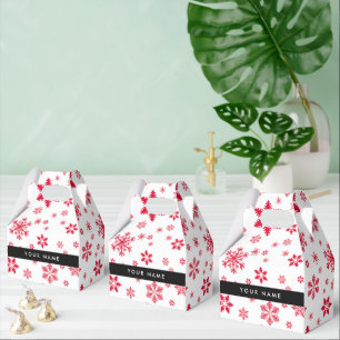 Caixinha De Lembrancinhas Flocos de neve vermelhos, seu nome, personalize