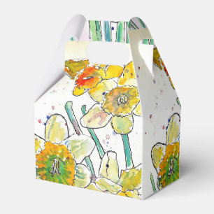 Caixinha De Lembrancinhas Flor Amarelo Daffodil Watercolor Aniversário
