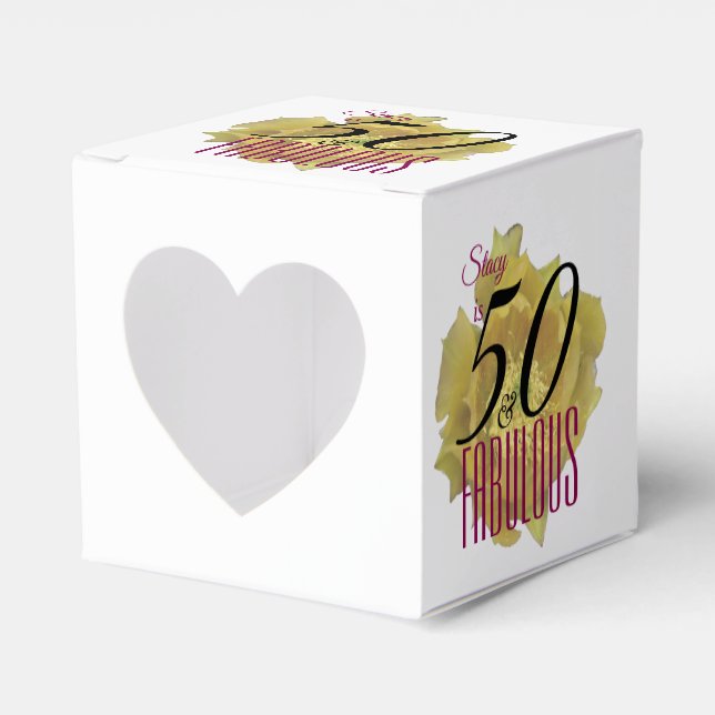 Caixinha De Lembrancinhas Flor amarelo de cacto 50 e aniversário fabuloso (Frente)