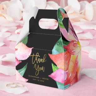 Caixinha De Lembrancinhas Flor De Aquarela Tropical Obrigado Presente De Cas