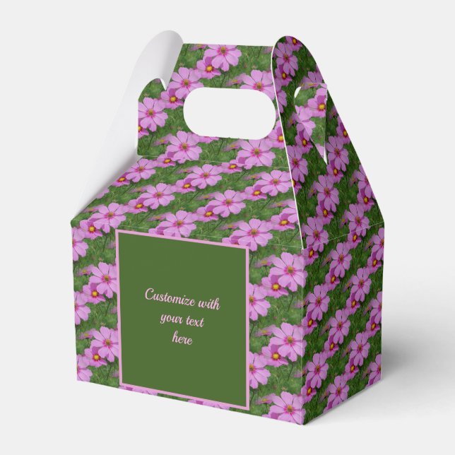 Caixinha De Lembrancinhas Flor de Cosmos Rosa Personalizada (Frente)