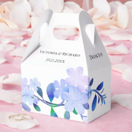 Caixinha De Lembrancinhas flor & folhas em estilo aquarela azul empoeirado r