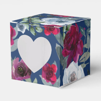 Caixinha De Lembrancinhas Floral Azul com Marinho Verde Dusty Sage